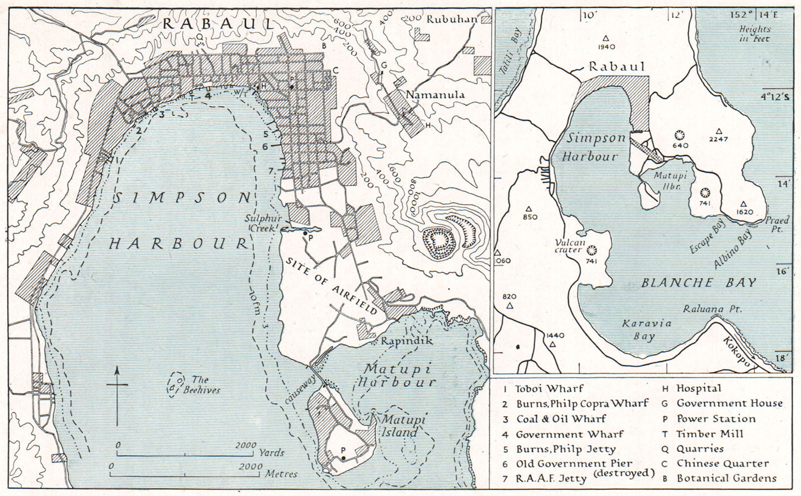 PAPAU NEW GUINEA. Rabaul. WW2 ROYAL NAVY INTELLIGENCE MAP 1944 old vintage